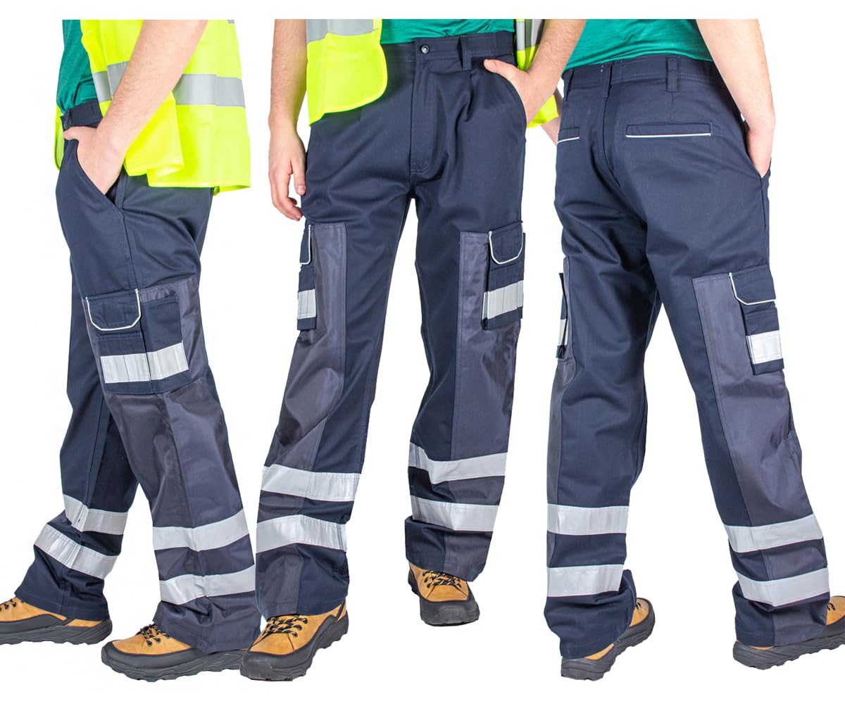 Herren Arbeitshose mit Reflektoren verstärkt 3-fach Nähte, FIRI