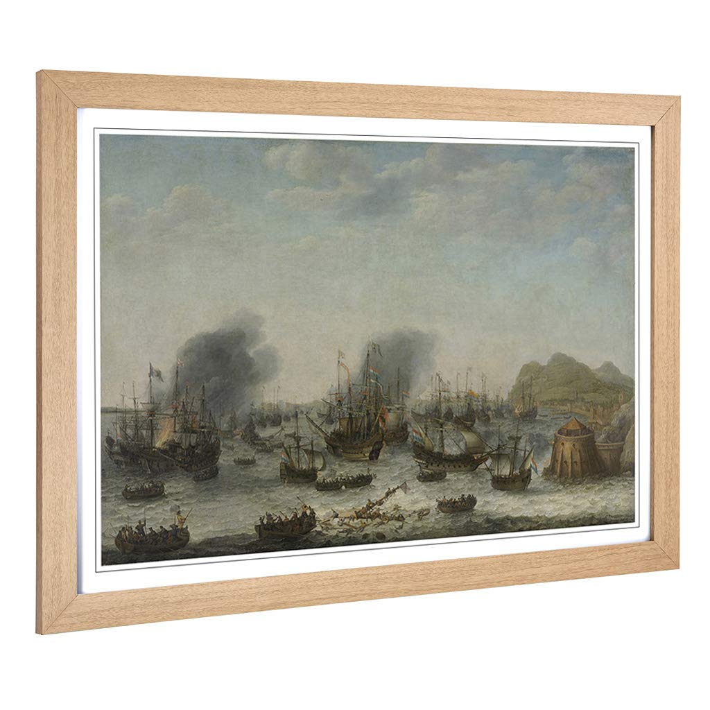 Big Box Art Framed Print of Abraham Adam Willaerts Ships Design | Wall Art Picture | Home Decor for Kitchen, Living, Dining Room, Bedroom, Hallway, Office, Oak, A2 / 24.5x18 Inch / 62x45cm