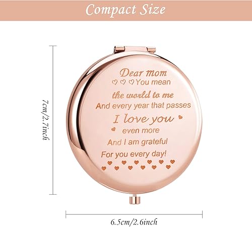 Miniatura 5 de Espejo de viaje para cumpleaños regalos para mujeres Dear Mom I Love You de oro rosa espejo compacto de bolsillo redondo espejo de maquillaje
