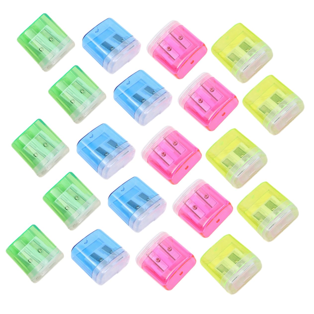 NUOBESTY Taille-crayons Ménager 48 Pièces Double Trou Couvercle, en Plastique Léger et Design Créatif pour Bureau et École