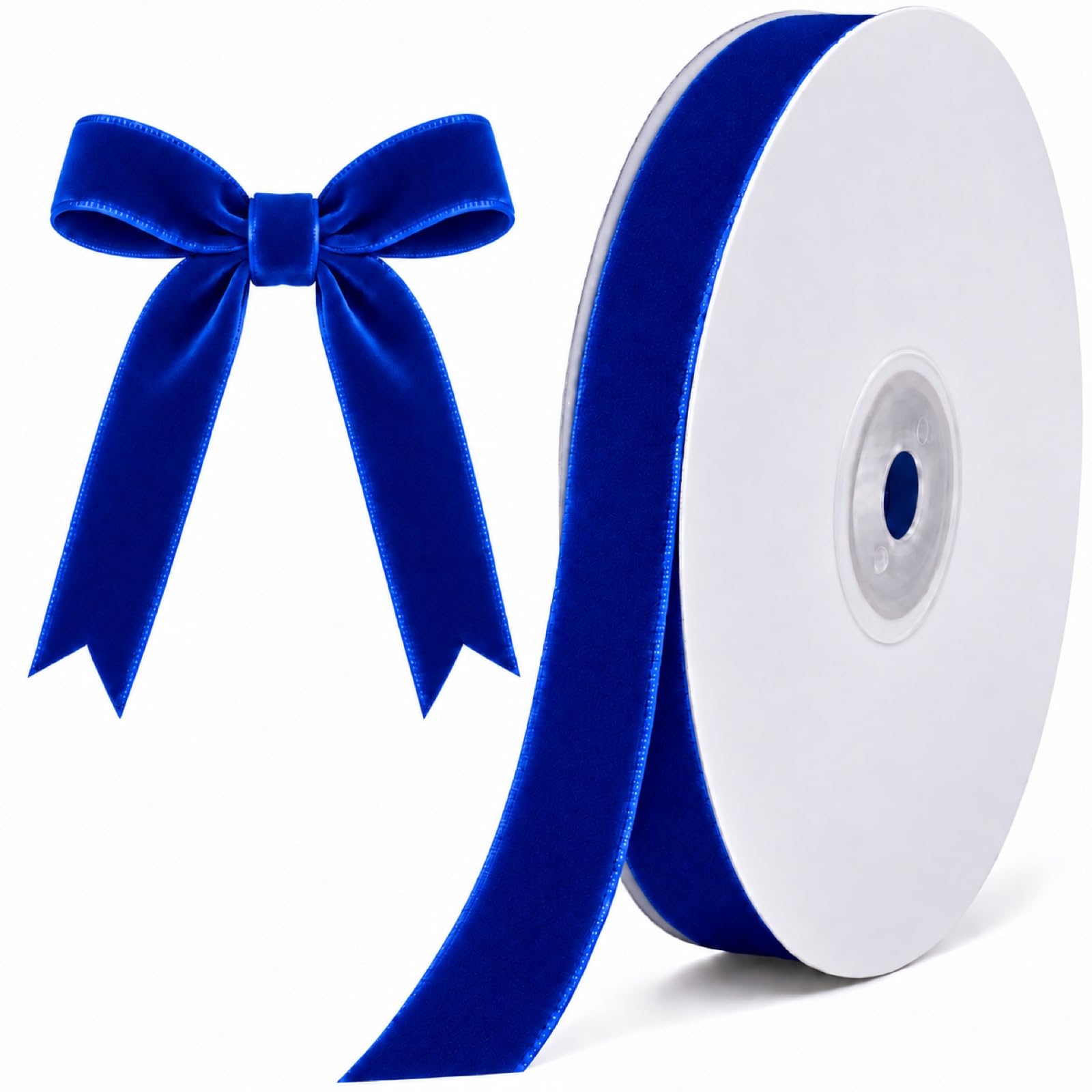 Tsorode 10 Yards Royal Blue Velvet Ribbon for Christmas Tree, 5/8 Inch