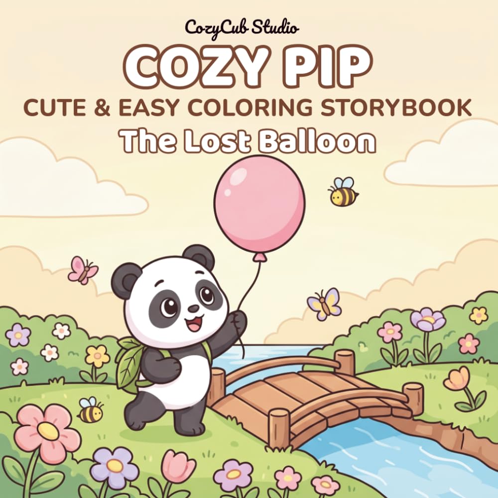 Cozy Pip: The Lost Balloon Story Coloring Book for Kids: A Bold and Easy Coloring Adventure with Cute Panda