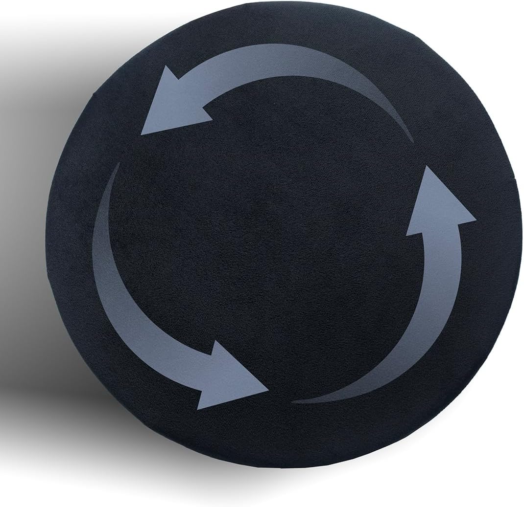 Comfortable 360 Degree Swivel Seat Cushion Paired With Soft Memory Foam And Dirt Resistant Cloth Cover Suitable For Cars Homes Offices Snd Chair Assist For Elderly Diameter 15.35 Inches (Black)