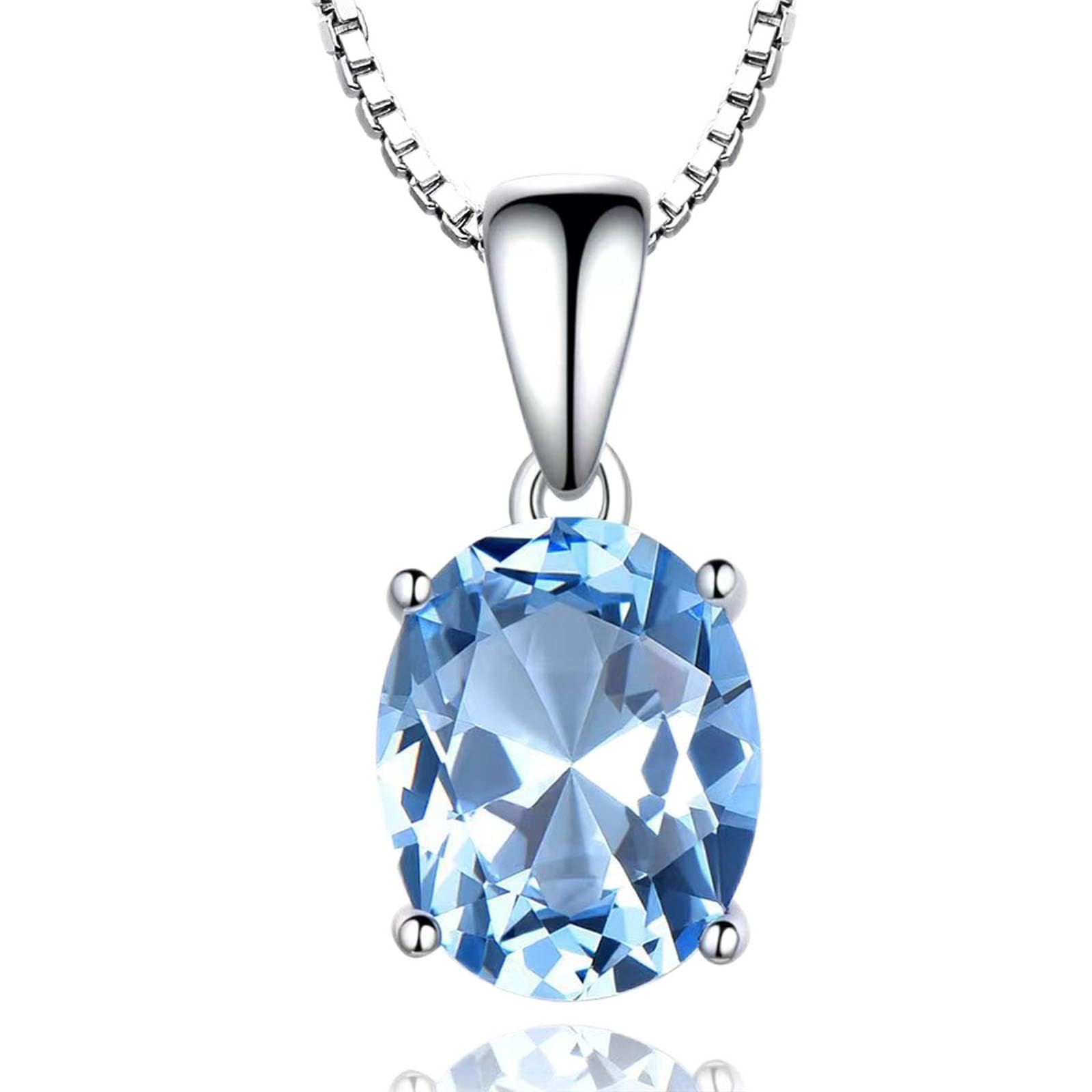 CTEWOval Blue Cubic Zirconia Crystal Drop Pendant Necklace for Women 14K Gold Plated Crystal CZ Dainty Choker Necklace