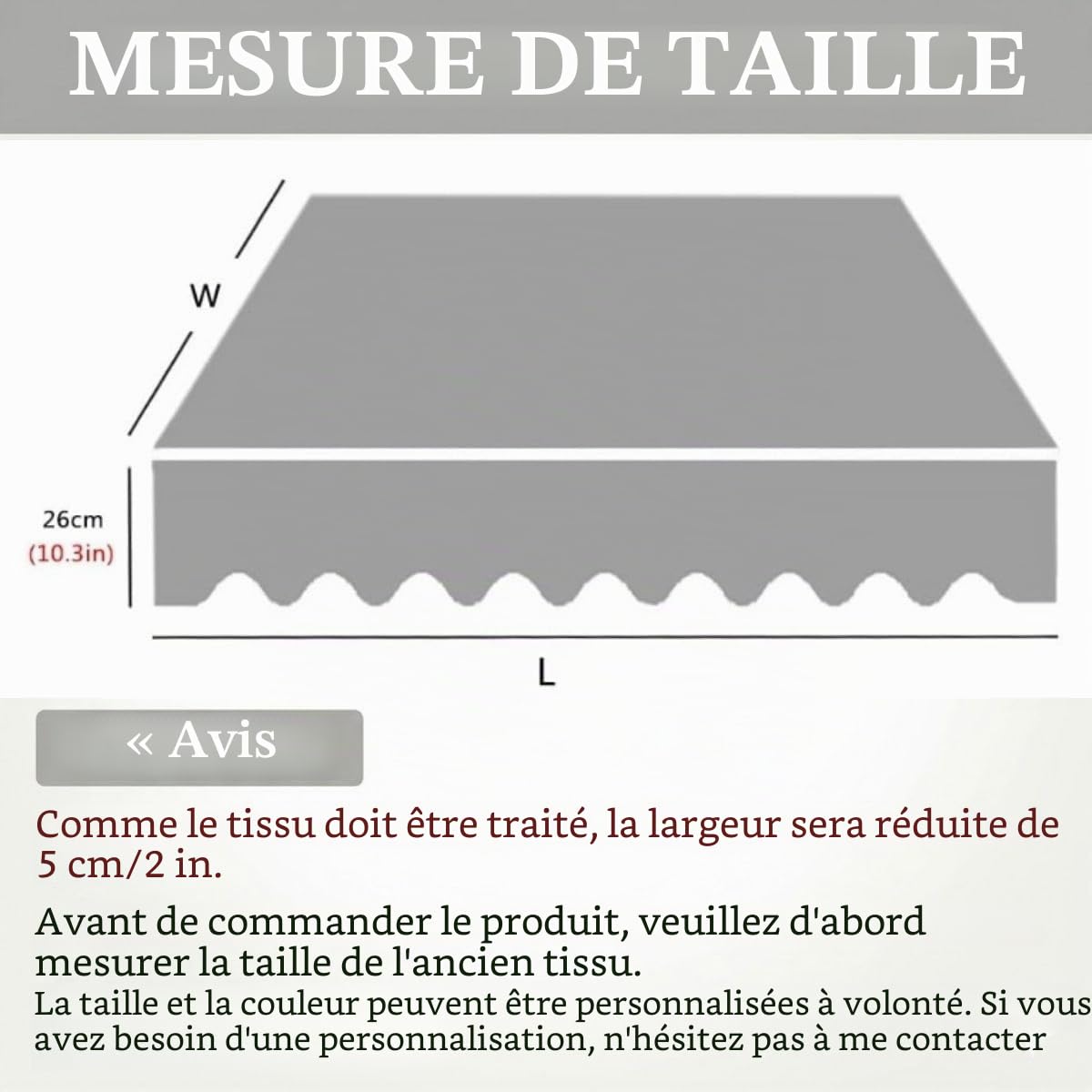 Générique Store Banne Manuel Rétractable sans Perçage pour Balcon Et Terrasse, Auvent Porte D’Entrée Extérieur avec Lambrequin pour Store, Toile De Remplacement en Polyester Imperméable Anti-UV