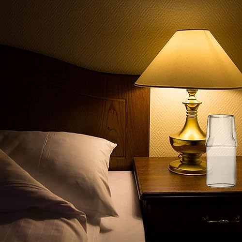 Miniatura 7 de YOUEON Juego de 4 jarras de agua y vasos de 17 onzas, jarra de agua con taza de vidrio para mesita de noche, botella de enjuague bucal de vidrio,