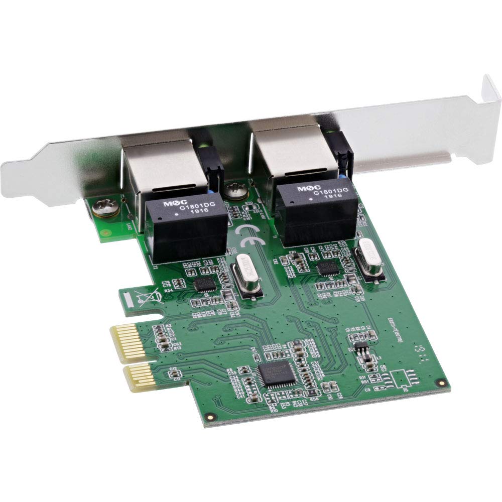 InLine® - Scheda di Rete Dual Gigabit, PCI Express, 2X 1Gbit/S, PCIe X1, Inclusa Staffa a Basso Profilo