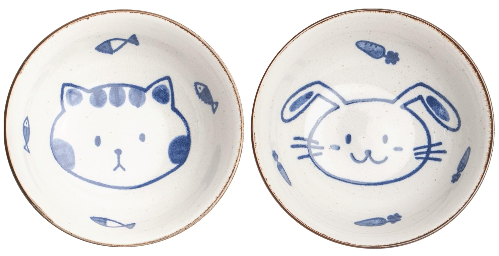 Kawaii Bowl Japan - Ramen Bol en porcelaine 20 cm - Bol conçu avec amour de style kawaii japonais - Passe au lave-vaisselle - Design : chat, lapin ou lot de 2 (lot de 2 bols mixtes chat et lapin)