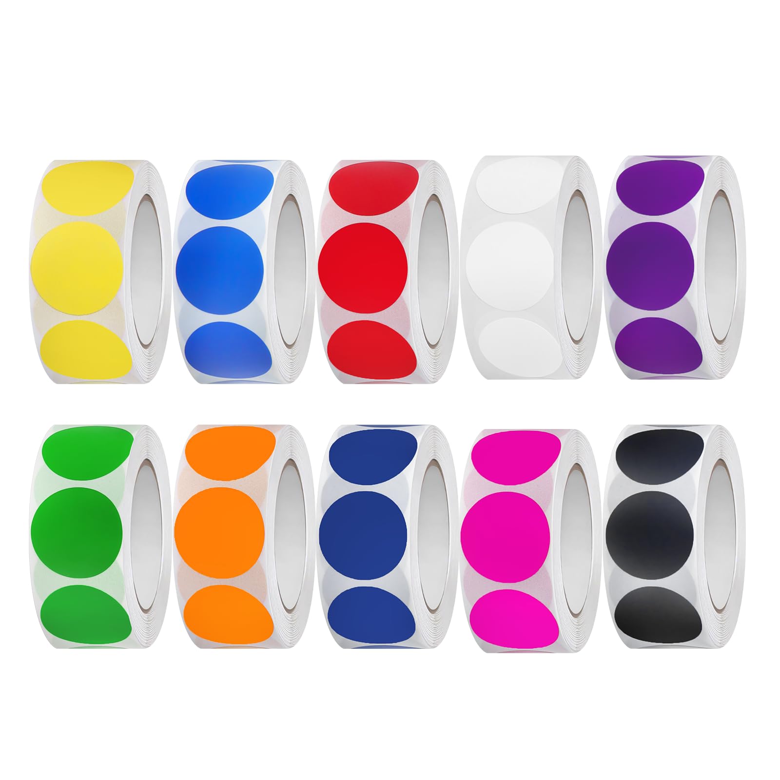 5000 etichette rotonde per codifica a colori da 2,5 cm, adesivi a puntino, 10 colori assortiti per casa e ufficio aula