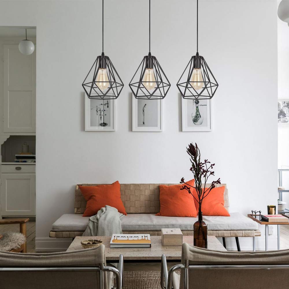 Suspension Luminaire Industrielle Design Cage Forme Globe Terrestre Blanc, Métal Lustre Abat