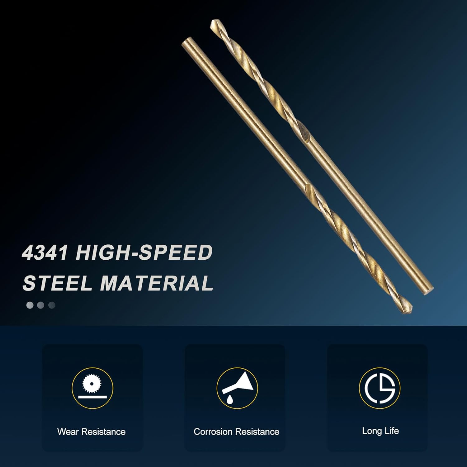 PATIKIL 1.5mm Drill Bit, Jobber Straight Shank 4341 High-Speed Steel 118° Gold Finish for Medium-Hard Metal Steel Acrylic - 2 Pack