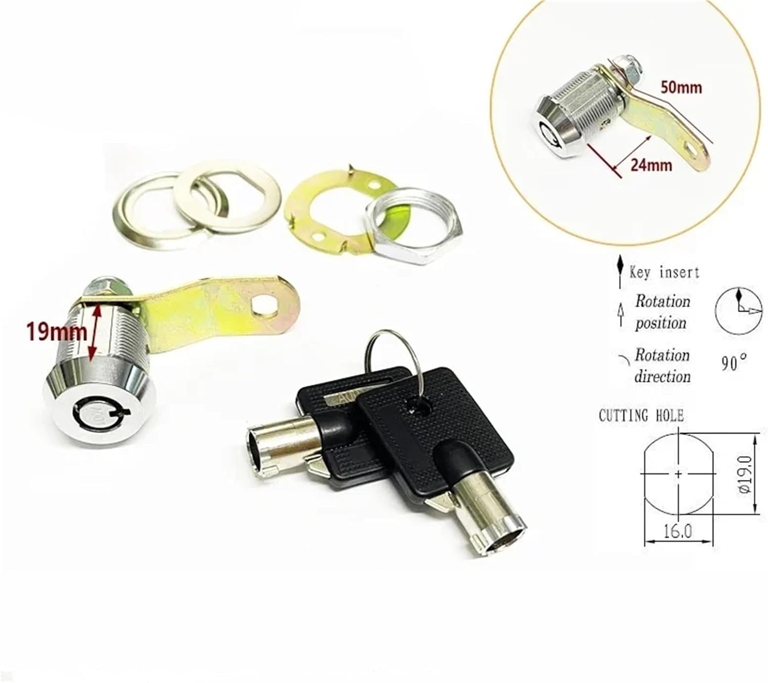 Tubular Cabinet Cam Lock 19mm Machine Furniture Hardware MA015 1Pcs(MA015-3)