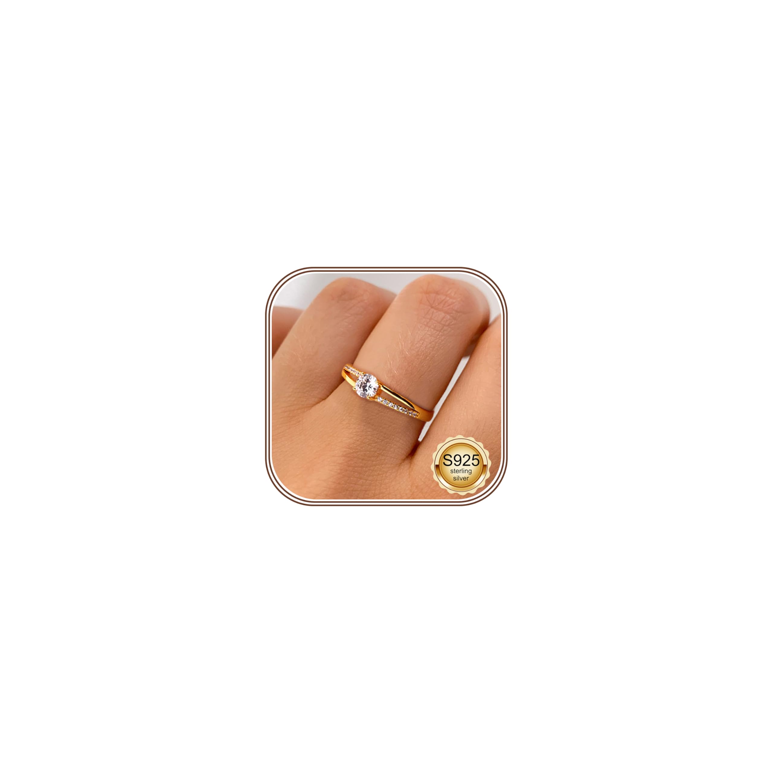 MILACOLATO Bague en Argent 925 pour Femme Bague en Argent Or Ajustable Bague de Fiançailles à Zirconium Cubique Bague de Mariage éternel Bague en Argent pour Femme