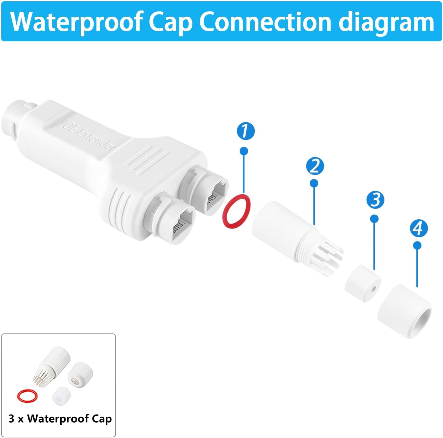POE Extender 1 to 2 Waterproof IP67, Output Poe Repeater Waterproof Extender 10/100Mbps, Comply with IEEE802.3af/at, Plug and Play for POE Switch Camera (WPOE1003)