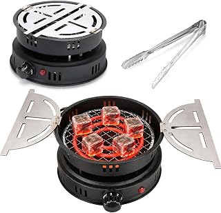 RANJIMA Encendedor de carbón para shisha eléctrico, parrilla de carbón con pinzas, 1000 W, encendedor de carbón eléctrico para carbón, cable exterior, accesorios eléctricos, encendedor de carbón de