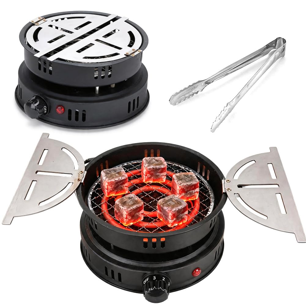RANJIMA Allume-charbon électrique pour chicha, grille-pain avec pince, 1000 W, allume-charbon électrique pour charbon, câble extérieur, accessoire de barbecue à charbon électrique, allume-charbon de