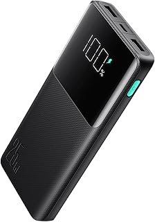 شاحن باور بانك بقدرة 25 وات بشاشة رقمية للشحن السريع بسعة 10000 مللي امير في الساعة من جوي روم، لون أسود، موديل JR-PBF20