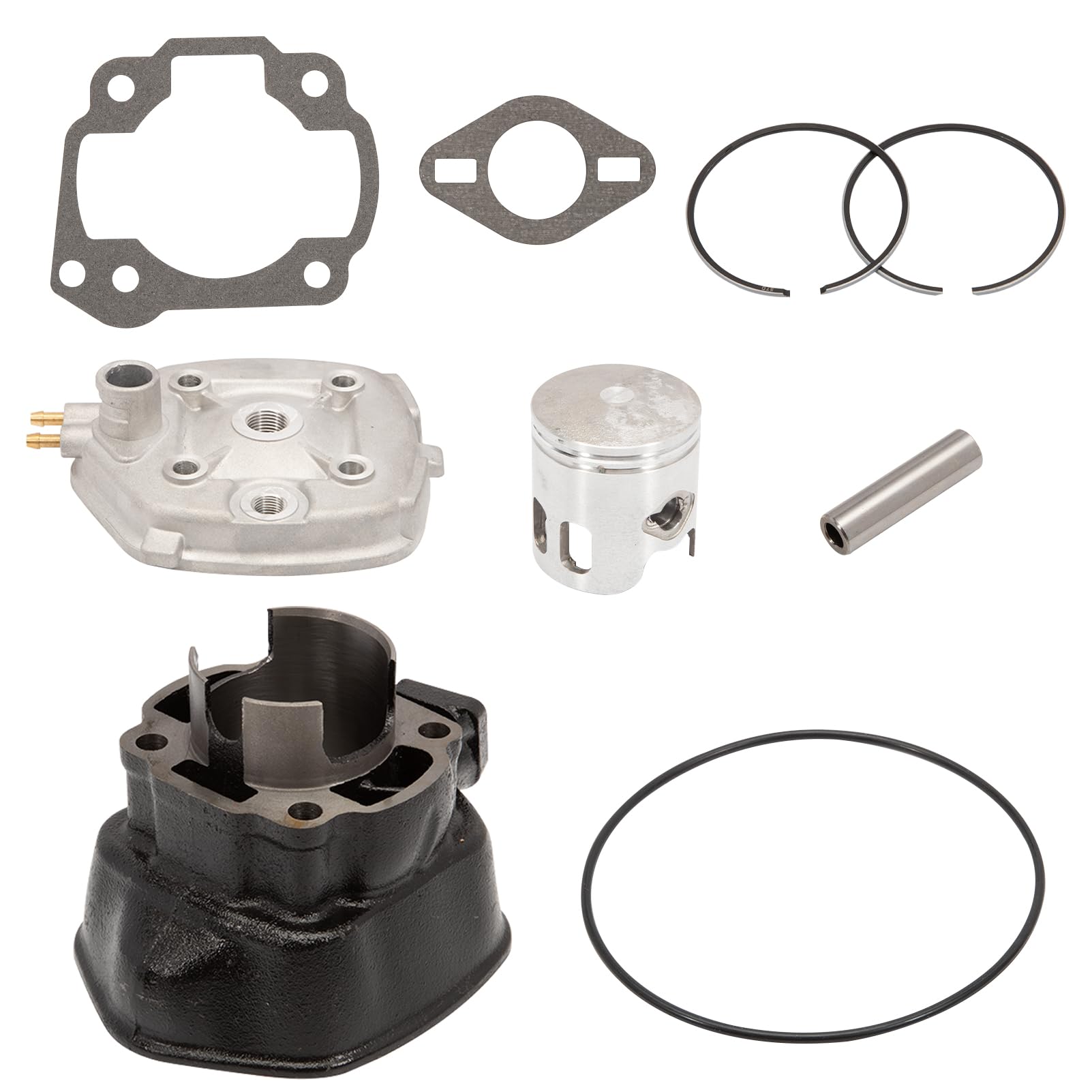 Kt00109 Cilindro Thermal Group DR 70cc Hierro Fundido H20 Pin 10 Patinete Horizontal Minarelli, 8 transferencias con escape elíptico y cabeza de una pieza