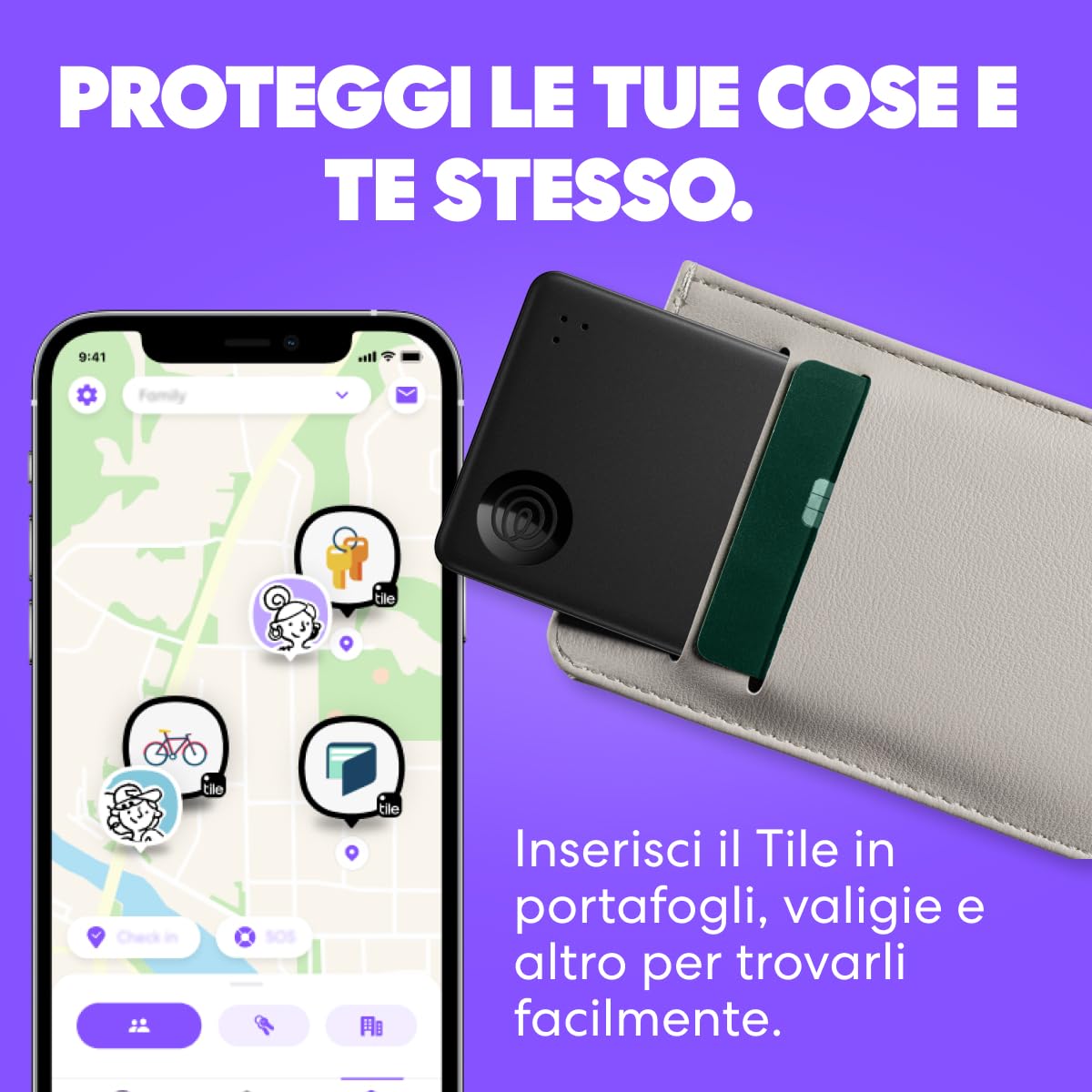 Tile by Life360 Slim (2024) - Localizzatore e tracker Bluetooth per portafogli, etichette di bagagli, passaporti e altro. Compatibile con iOS e Android. Trova telefono. Pacchetto da 1 (Nero)