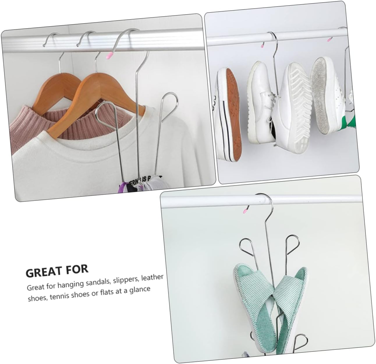 2pcs Stainless Steel Shoes Hanging Rack Space-saving Shoe Organizer for Drip Drying Double Hook Design for Versatile Use