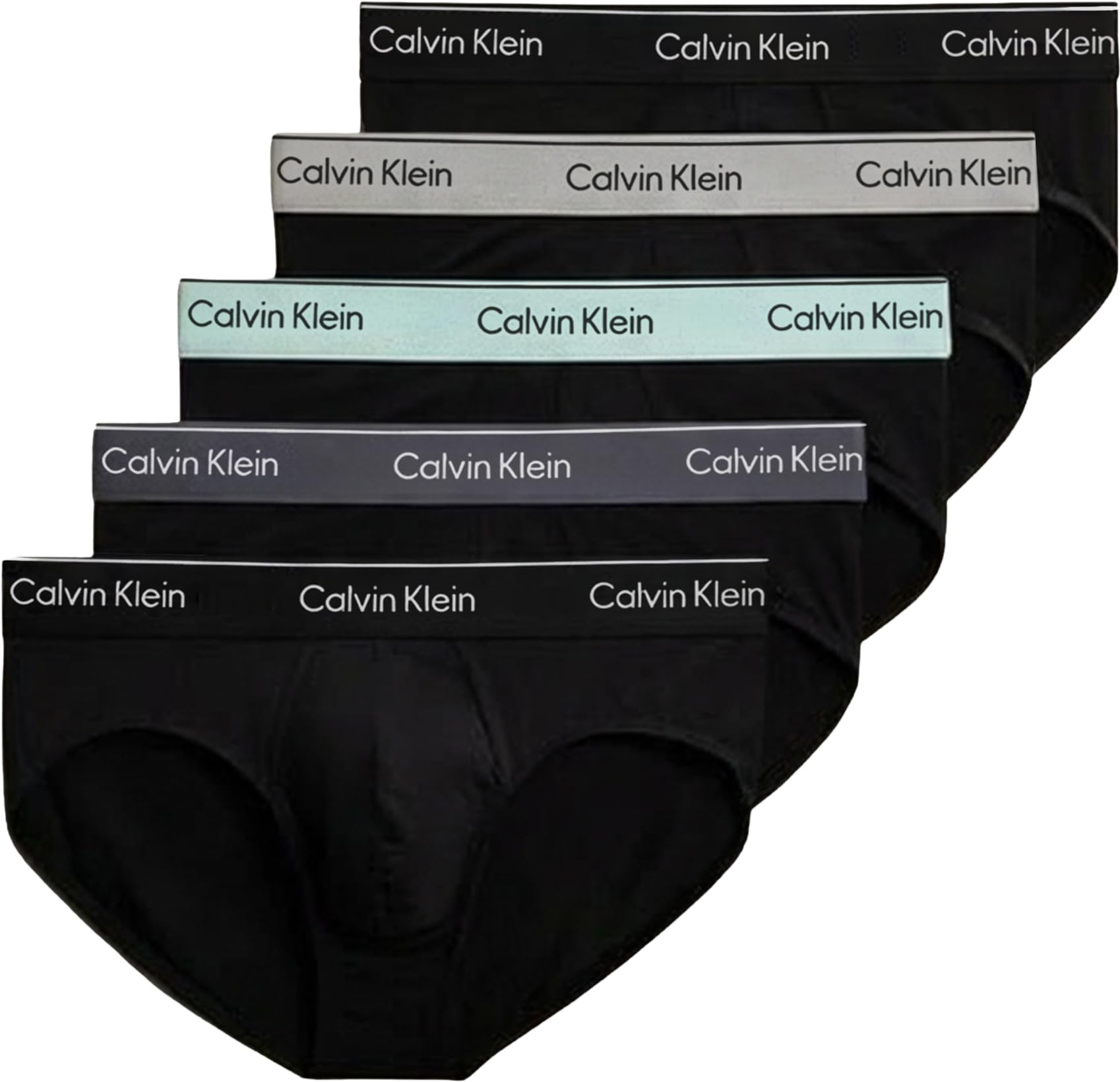 Calvin Klein Men's 5 Pack Hipster Briefs with Logo Waistband, Black (Black Bodies W/Black/Light Cast/Fe), M