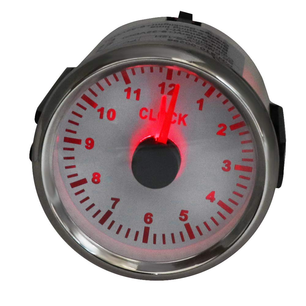 1 Uds 52MM Tuning Car Pointer relojes horómetros calibre 12 horas formato Auto barco reloj mecánico calibre con retroiluminación roja 9-32V(BN)