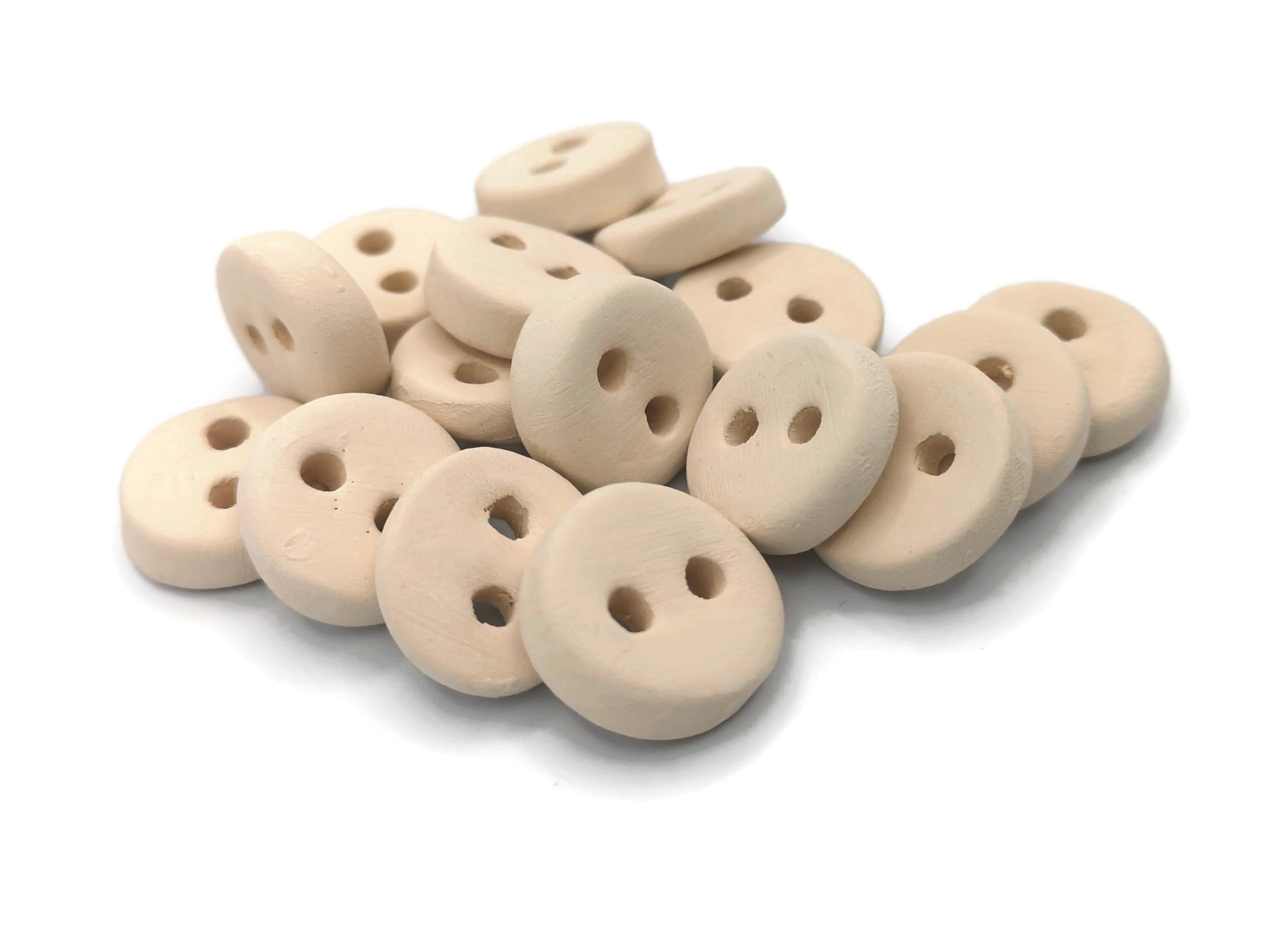 Blank Handmade Ceramic Bisque Sewing Buttons Ready To Paint, Large Unpainted Flat Button For Knitting Or Crochet, Novelty Customizable Buttons For Raku Kiln 20mm/ 16Pcs