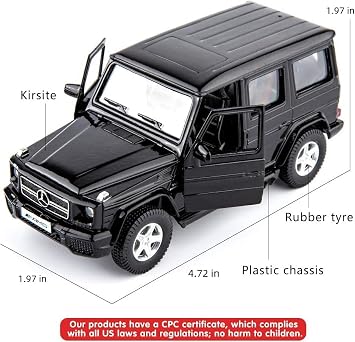 TGRCM-CZ 1/36 Scale Benz G63 Casting Car Model, Zinc Alloy G Wagon Toy Car for Kids, Pull Back Vehicles Toy Car for Toddlers Kids Boys Girls Gift (Black)