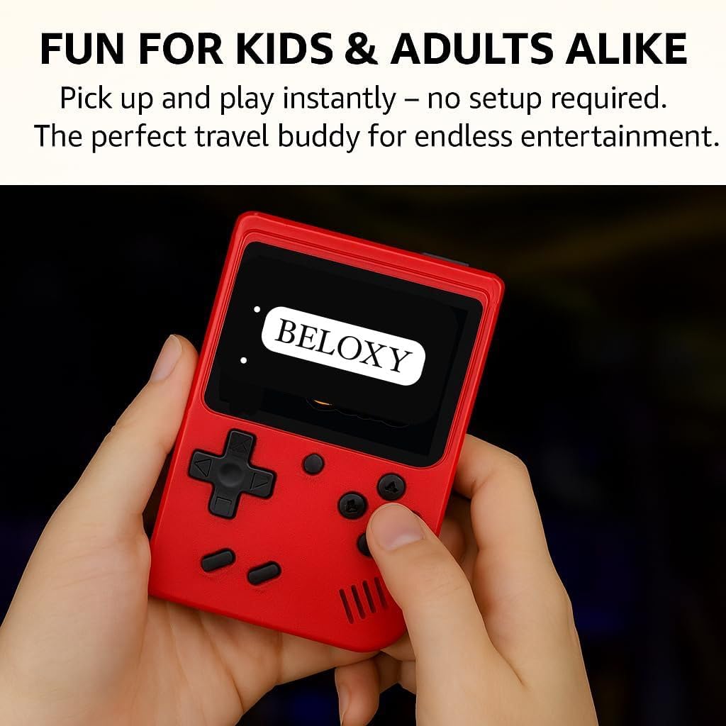 BELOXY Handheld 400 in 1 Video Game for Kids, Rechargeable Game Box with TV Output & with Gaming Console Style 3, Red 4