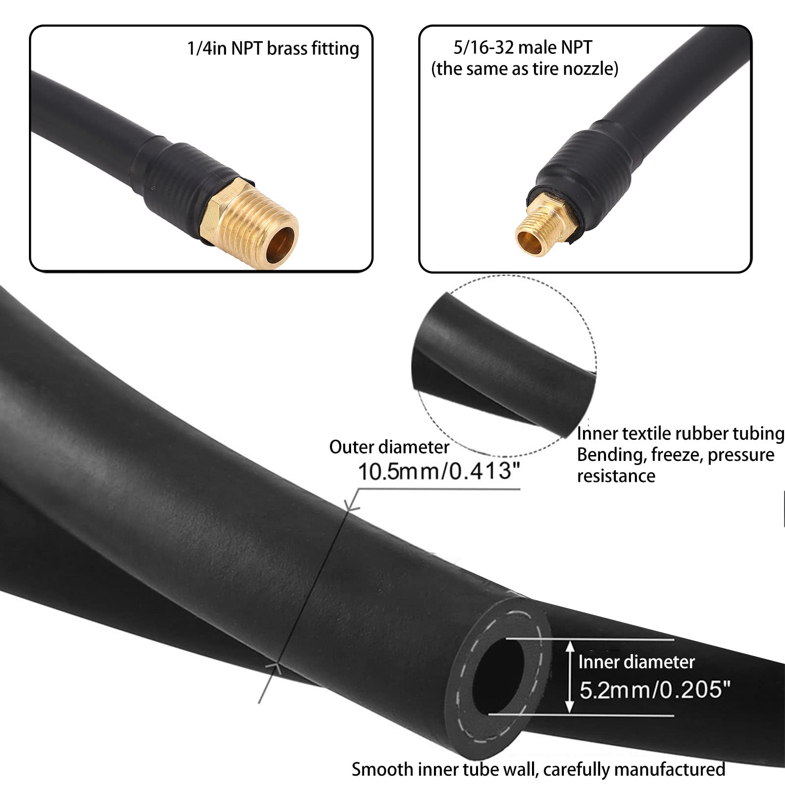 Tubo Di Ricambio Di 30 Cm Per Manometri Gonfia Gomme - Raccordi Attrezzi Aria Compressa - Foto 7