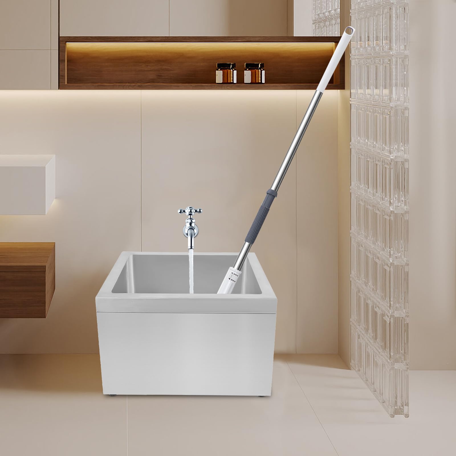 Lavabo per pavimenti in acciaio inox, con scarico, per la casa e