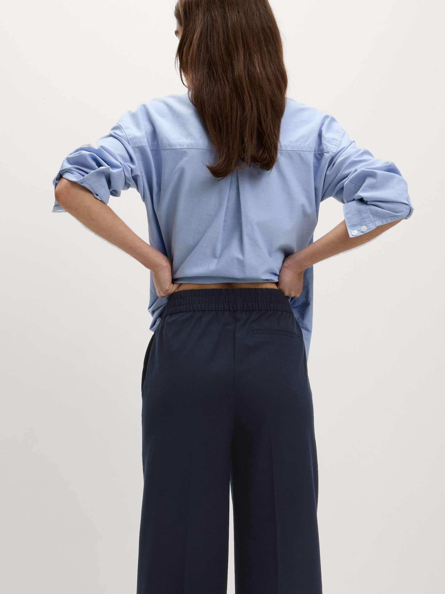 Marks & Spencer Donna a Gamba Larga Pantaloni – Vita Elasticizzata – con Tasche