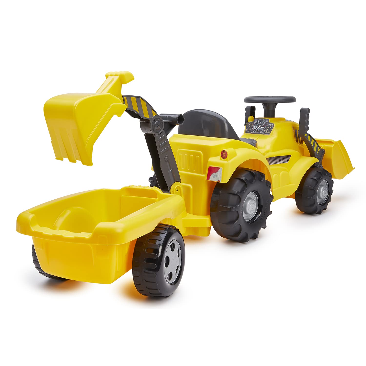 Jouets Ecoiffier - 498 - Porteur Tracto Pelle avec remorque -Jeu de Plein air pour Enfants - 12-36 Mois - Origine France Garantie