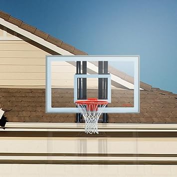 Garage Roof Mounted Basketball Hoop System , 48 / 60 Inch Clear Backboard , Durable Steel Bracket and Heavy Duty Breakaway Rim Combo Fit Most Slanting Roofs