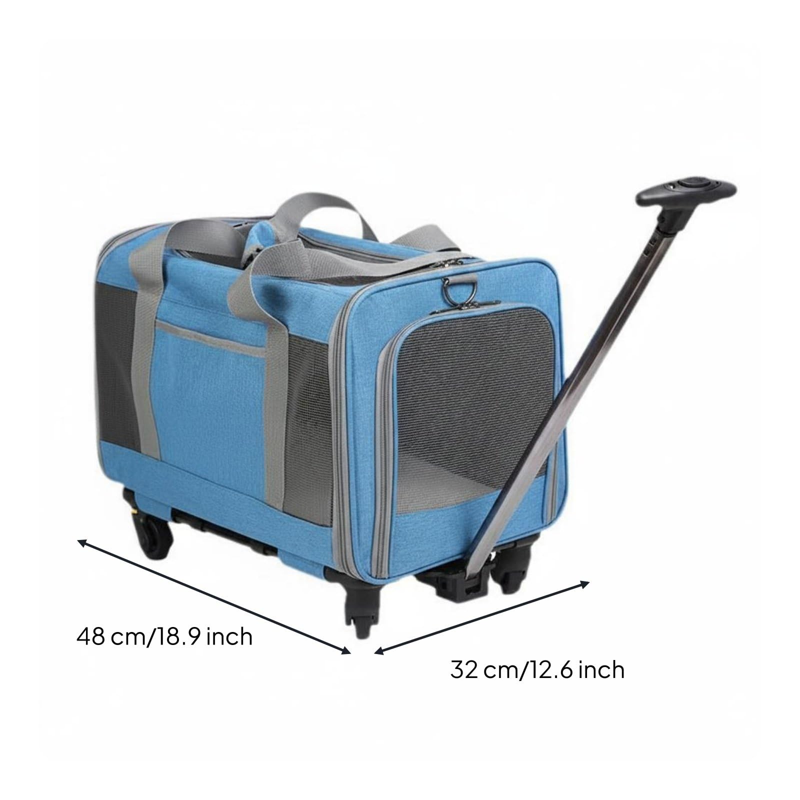 rockible Borsa Trasportino con Ruote Grande Capacità Traspirante per Viaggio, Spostamenti, Campeggio, Blu, 48 32 40CM