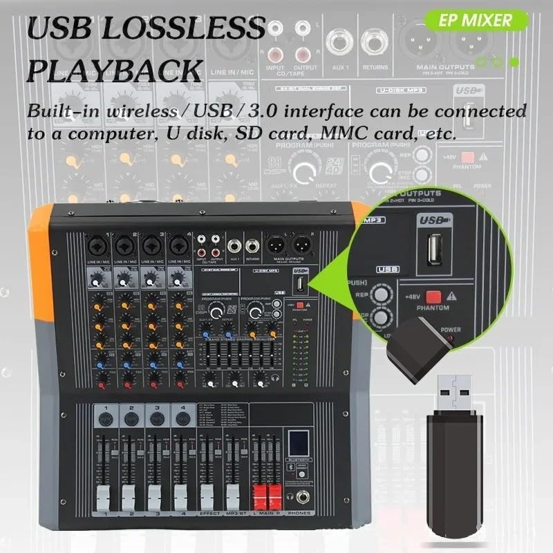 DJ-Mixer, Professionelles digitales Mischpult, Musikausrüstung, Studio-Mixer-Sound