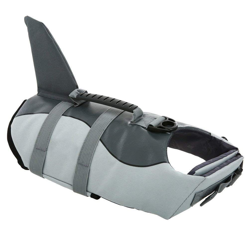 Queenmore Giubbotto di salvataggio per cani Ripstop Shark Gilet di sicurezza regolabile con elevata galleggiabilità e maniglia di salvataggio resistente, per cani di taglia piccola, media e grande