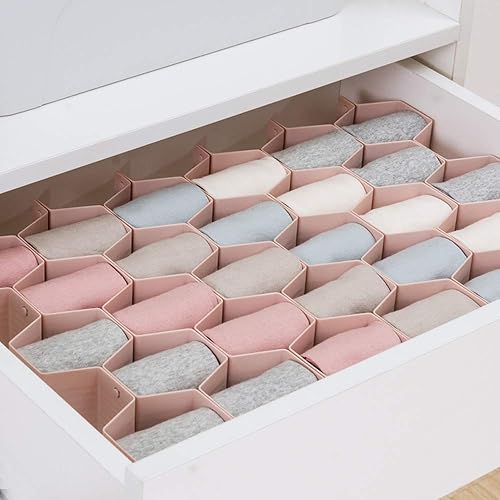 Miniatura 9 de Poeland Organizador divisor de cajón, 8 piezas, rejilla de plástico de panal de abeja, divisor de cajón verde 24 piezas