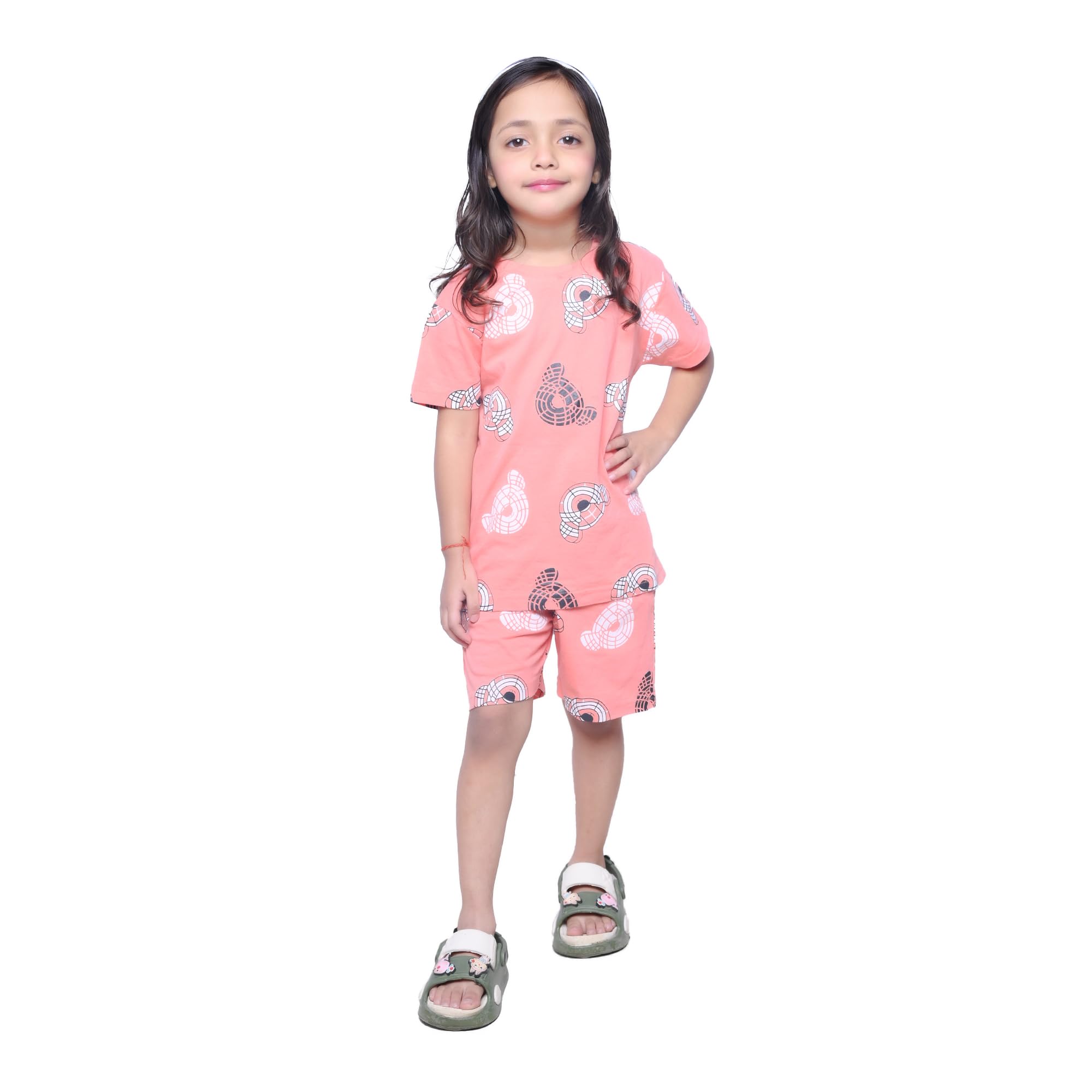 Buy Kidzo Trendy T-Shirt and Short Set for Girls | Soft Cotton
