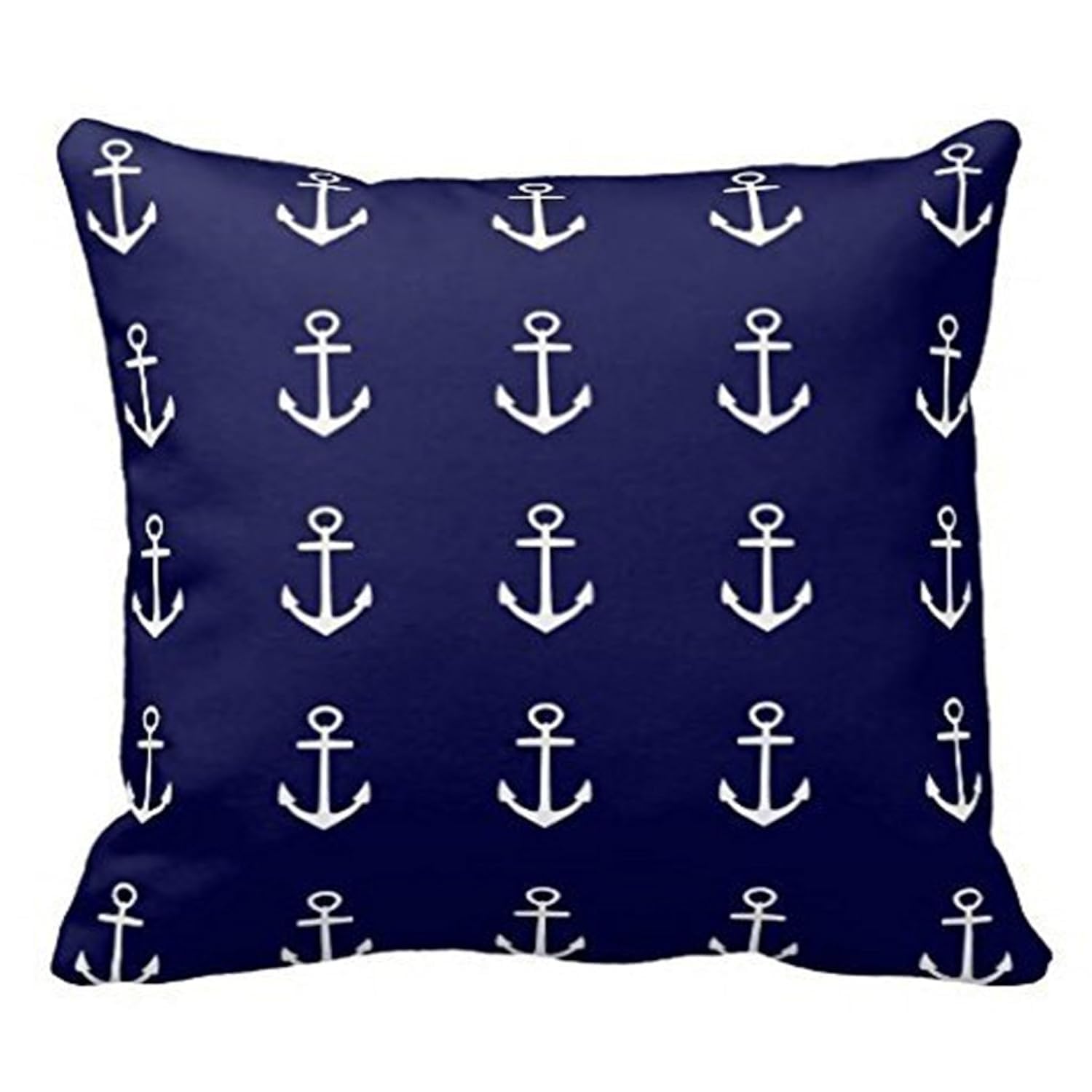 Leaveland Soft Cushion Cover for Sofa Anchor Navy Blue White Nautical Pillow Case 16-Inch-by-16-Inch Pillow Sham