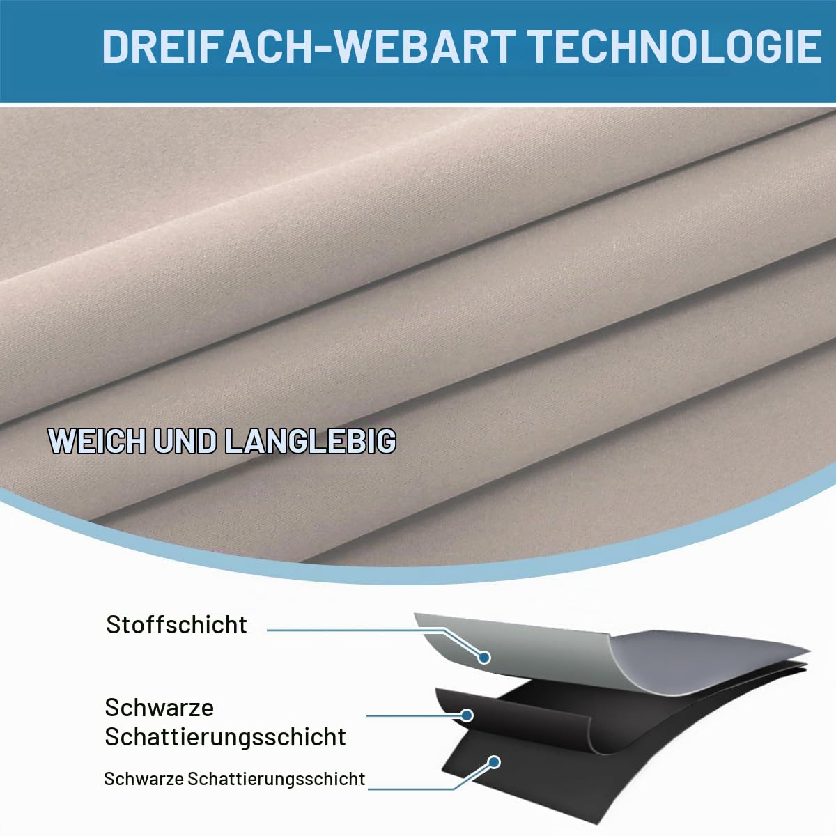 BellaHills 100% Gardinen mit Kräuselband Blickdicht Vorhang Kälteschutz Verdunklungsvorhänge Gardinen Wohnzimmer, Schallschutz Vorhang 2er Set H245 x B140 cm, Natur