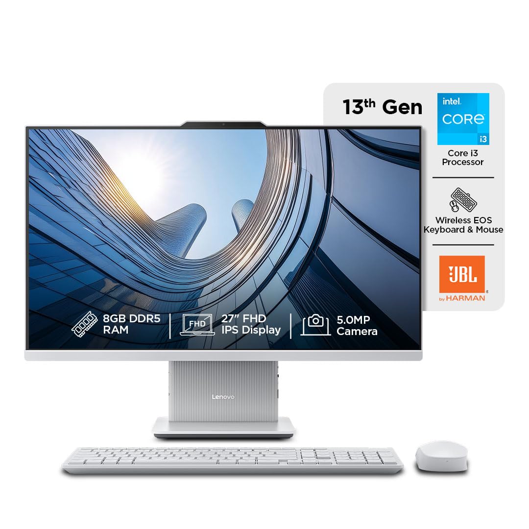 Lenovo IdeaCentre AIO Intel Core i3-1315U 27" FHD IPS (8GB RAM/512GB SSD/Win11/Microsoft 365 Basic + Office Home 2024/Wireless EOS Keyboard & Mouse,Grey), F0HM0137IN All-in-One Desktop-image-19