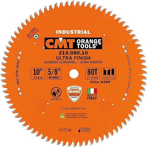 CMT 219.080.10 10-Inch Diameter 80 Teeth 5/8-Inch Bore Compound Miter and Radial Saw Blade