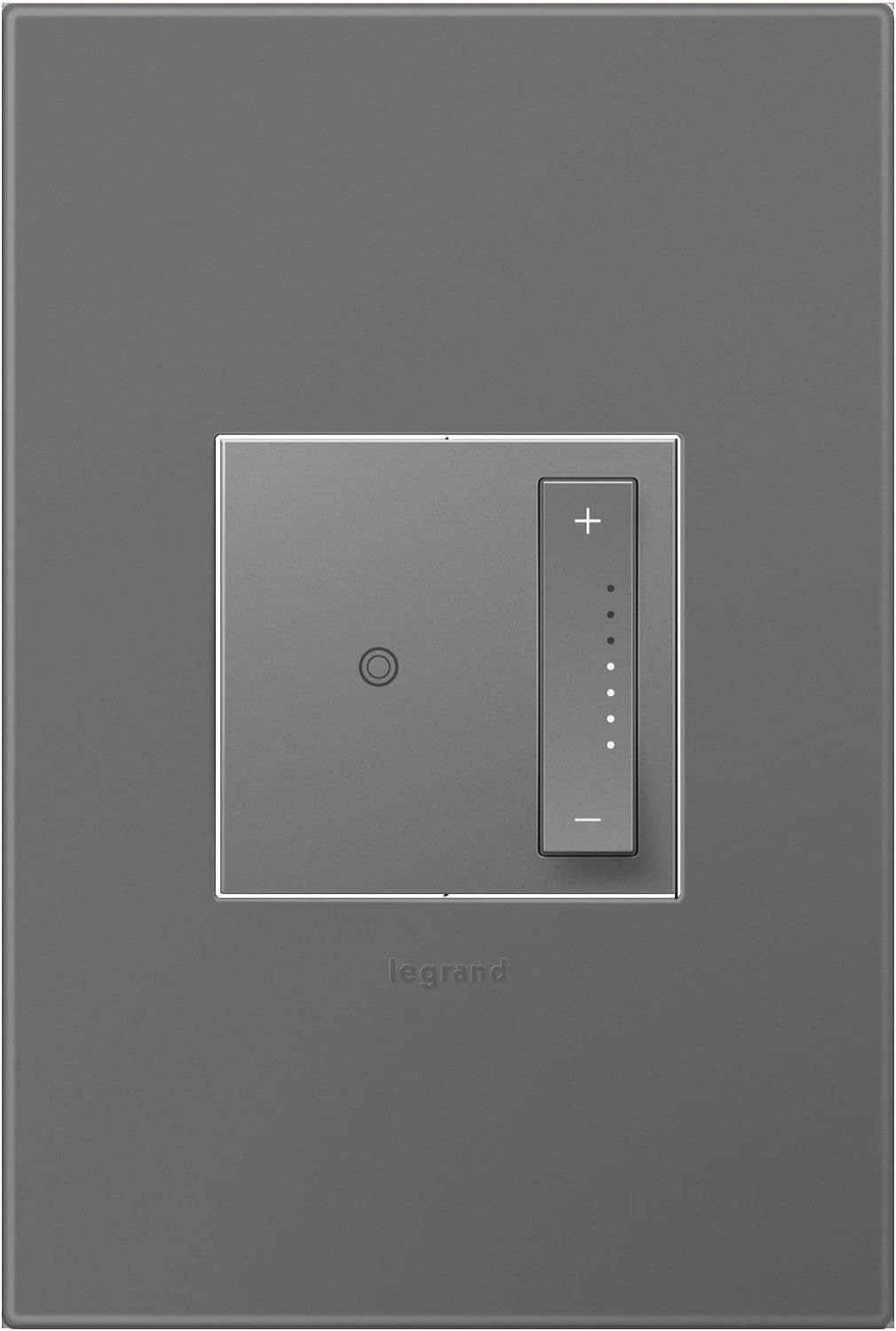 Legrand adorne Tru-Universal Dimmer Switch, 450W (LED, Incandescent, Halogen, MLV, Fluorescent, ELV, CFL), sofTap, Magnesium Finish, Wall Plate Included, ADTP703TUM4WP