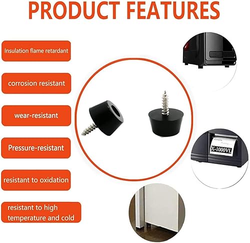 Miniatura 3 de Paquete de 50 pies de parachoques de goma dura mediana con arandela y tornillos de acero inoxidable, suaves, antideslizantes, antideslizantes y