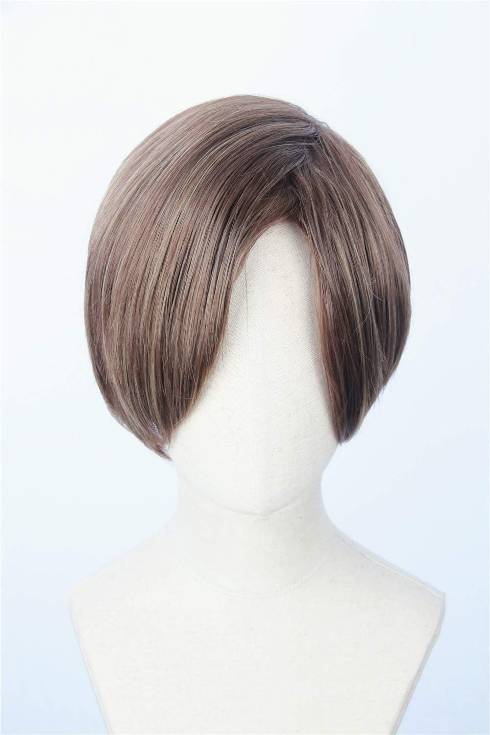 Cosplaywigscom: : Leon Wig Inspired of Movie Resident Evil Short Brown Straight highlights Thick Hair for Adults and Teens