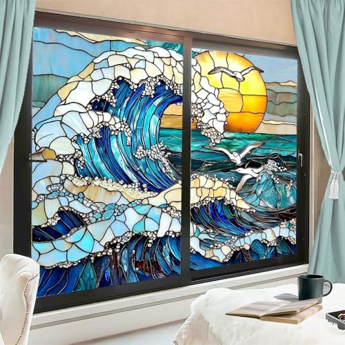 Vinilo Decorativo para Ventana Abstract Ocean 2 Piezas miniatura 1