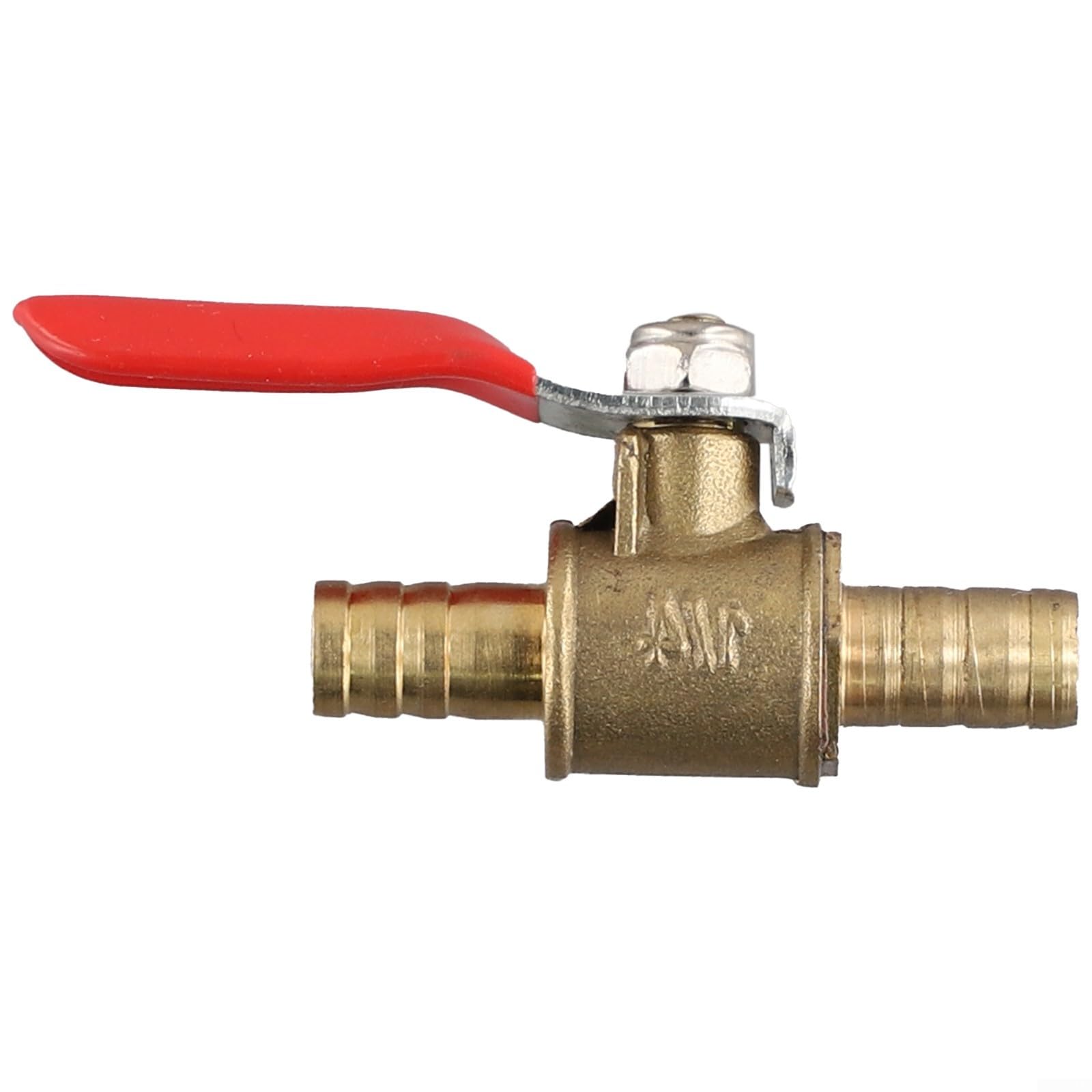 Brass Ball Valve with Hose Barb Inline Shut-off for Water Air Gas FUELs Line, Forged Brass Body Lever Handle, Compatible with 6/8/10/12mm OD Tubing, Residential(8mm)