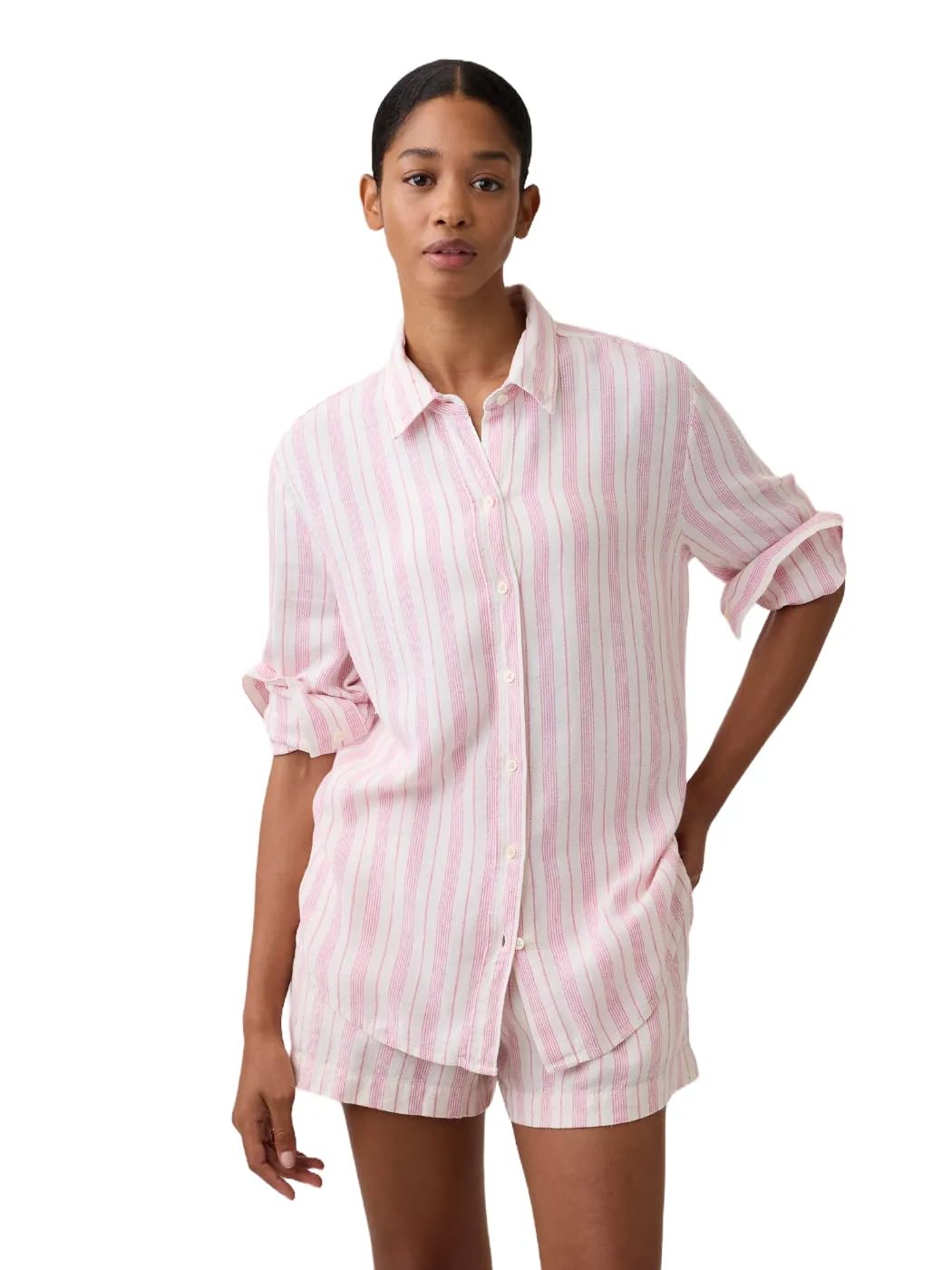GAP Damen Linen Easy Shirt Hemd mit Button-Down-Kragen