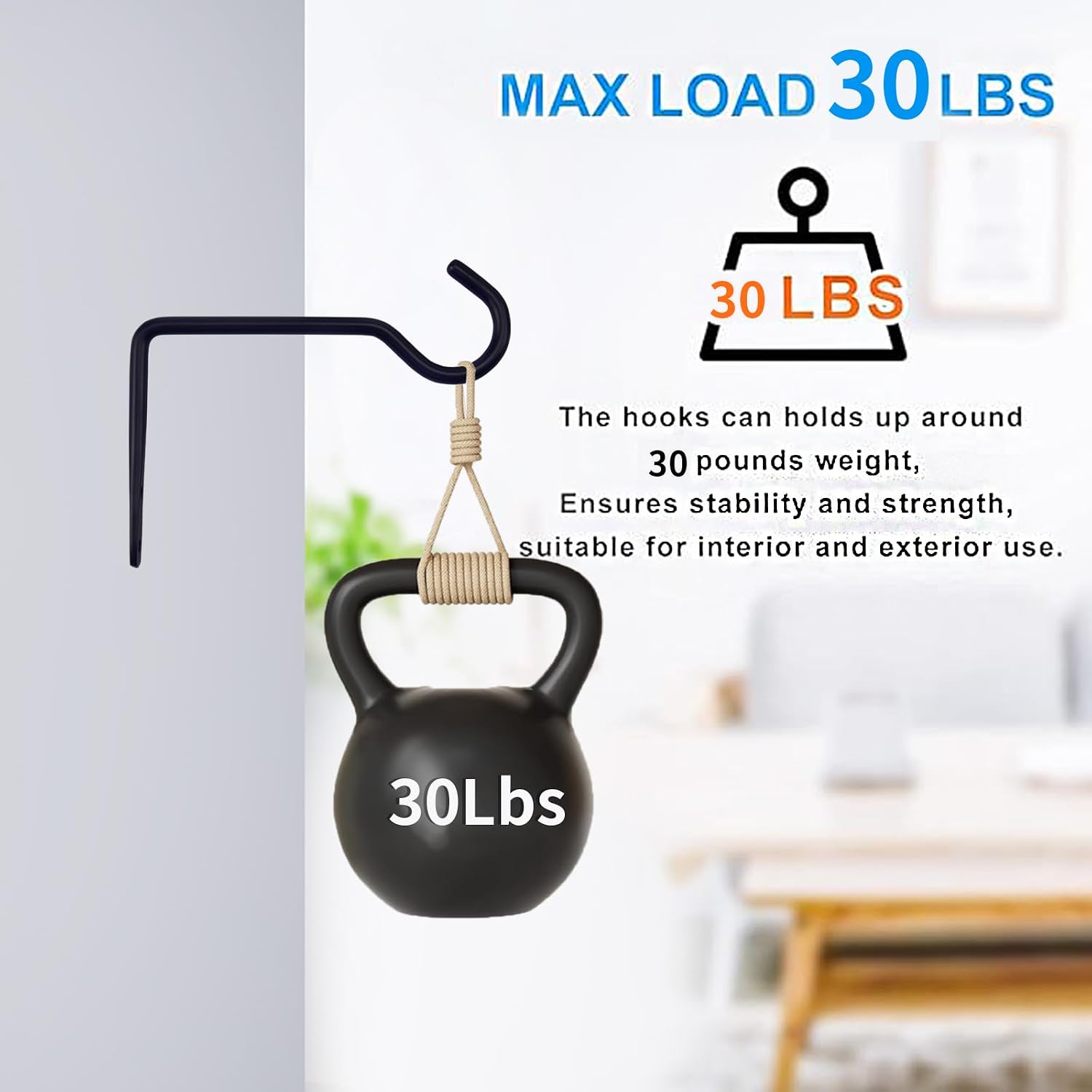 6 Inch Metal Wall Plant Hanger for Hanging Plants, Bird Feeders, Wind Chimes, Flower Baskets – Plant Hanger Indoor Indoor/Outdoor Use, 4 Pack Black